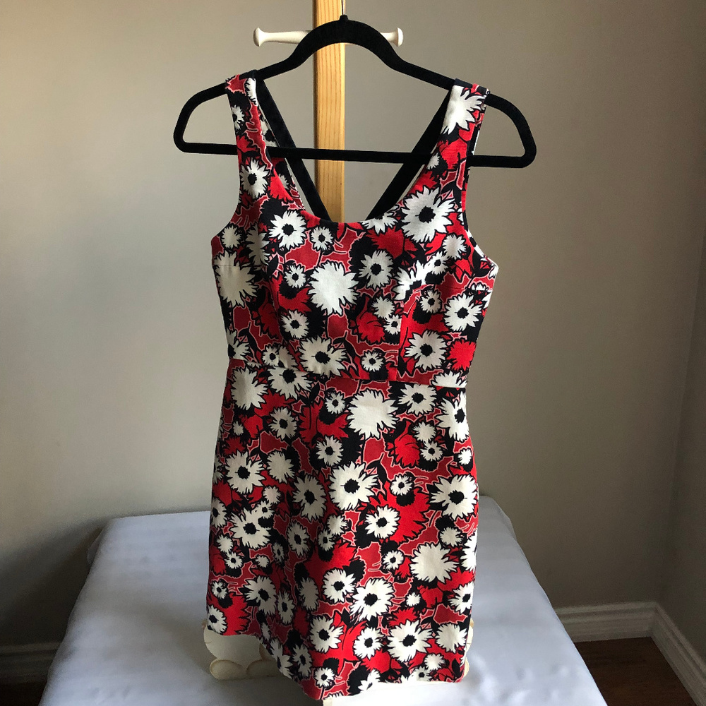 ZARA TRAFALUC Red Black White Floral zipup dress M - Picture 7 of 7